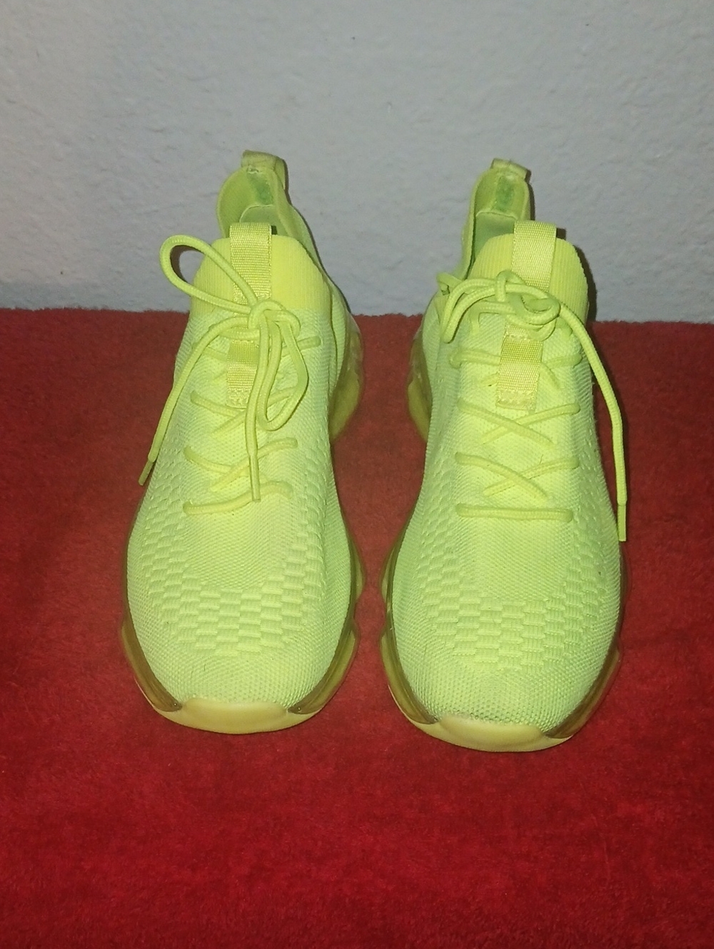 Underground Women's Neon Yellow Knit Lace-Up Athletic Sneakers